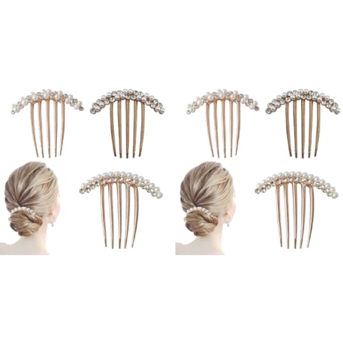 PALAY® 6PCS Pearl Claw Hair Clips Side Comb Rhinestone French Hairpins Metal Decorative Bun Accessories for Women Girls Gift PALAY® 6PCS Pearl Claw Hair Clips Side Comb Rhinestone French Hairpins Metal Decorative Bun Accessories for Women Girls Gift